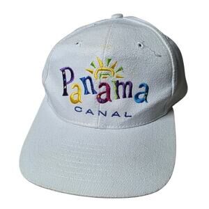Vintage Panama Canal Princess Cruises Embroidered Hat White Snap On Casual Cap